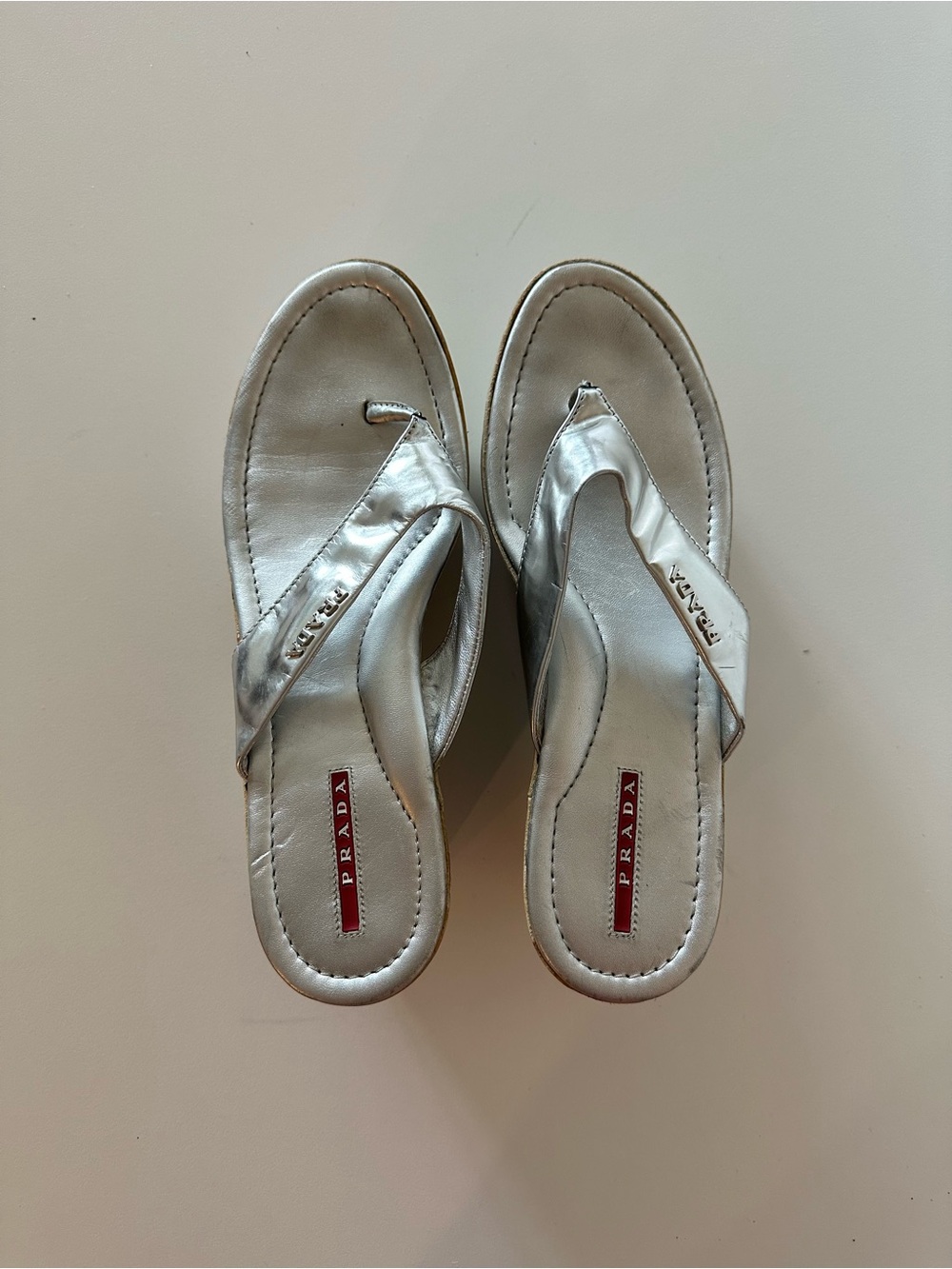 Vintage Archive Cyber Y2K Prada Platform Sandals Silver 39.5 8-8.5 Futuristic - Picture 4 of 6